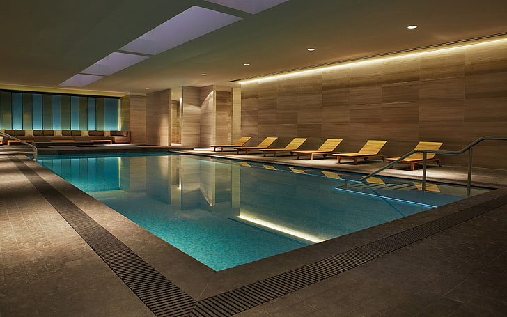 piscine grise avec cadre, piscine, luxe, Fond d'écran HD