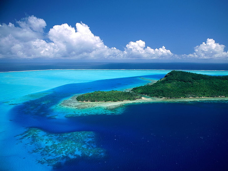 Bora Bora Island, flygfoto av ön, världen,, bora boraön, HD tapet