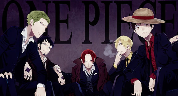 Anime, One Piece, Affe D. Ruffy, Sanji (One Piece), Shanks (One Piece), Trafalgar Law, Zoro Roronoa, HD-Hintergrundbild HD wallpaper