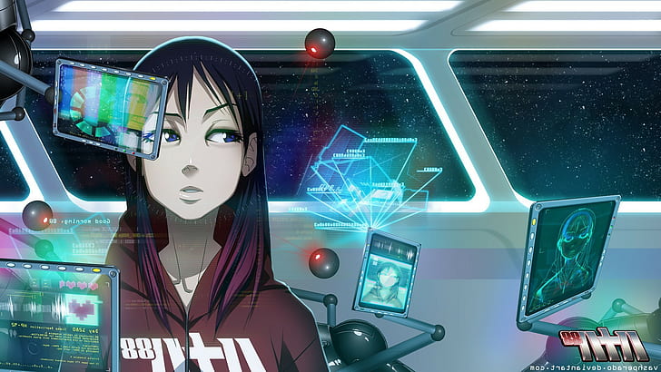 personagens originais naves vashperado interfaces cyberpunk futurista anime meninas 88 menina, HD papel de parede