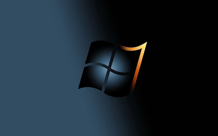 sfondo digitale Windows nero, windows 7, grigio, nero, giallo, Sfondo HD