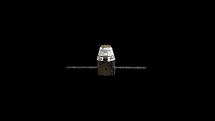 космос, SpaceX, минимализм, спутник, чёрный фон, HD обои