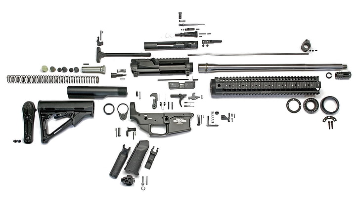 black assault rifle, details, rifle, assault, assault rifle, AR-15, HD wallpaper