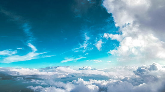 синьо небе, небе, облаци, въздух, отгоре, HD тапет HD wallpaper