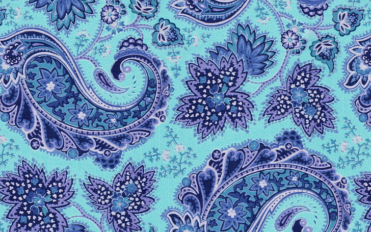 teal and purple paisley surface, pattern, background, beautiful, bright, HD wallpaper