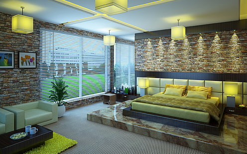 Diseño de dormitorio principal, fondo, cama, diseño de habitación, muebles de dormitorio, Fondo de pantalla HD HD wallpaper