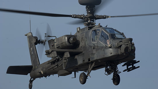 черен хеликоптер, Apache AH-64, атакуващ хеликоптер, американска армия, американски военновъздушни сили, HD тапет HD wallpaper