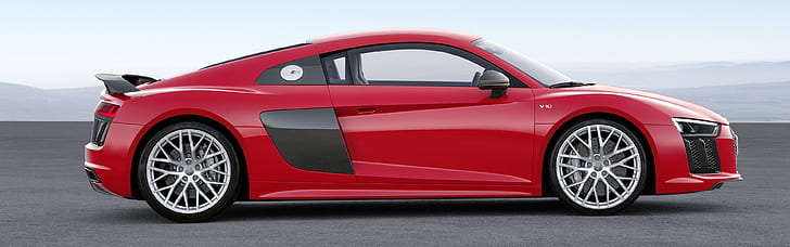 Audi R8, Auto, Doppelmonitore, Mehrfachanzeige, rote Autos, Superauto, Fahrzeug, HD-Hintergrundbild
