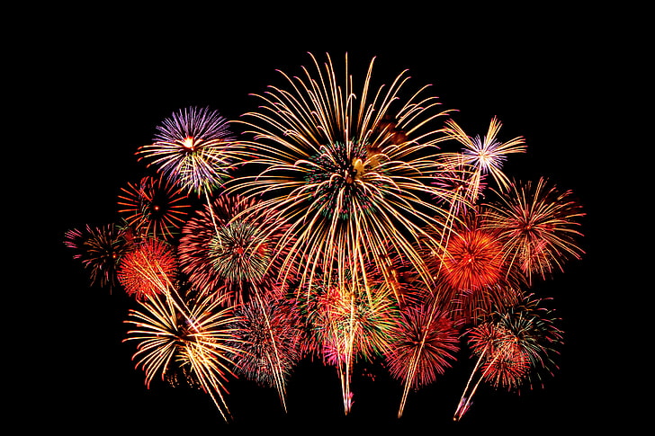 New Year, Fireworks, 5K, HD wallpaper