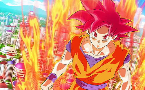 Goku Super Saiyan God, Artístico, Anime, dragon ball, goku, dragonball, supersaiyangod, HD papel de parede HD wallpaper