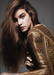 Barbara Palvin, donna, modella, bruna, occhi azzurri, capelli lunghi, capelli mossi, Sfondo HD HD wallpaper