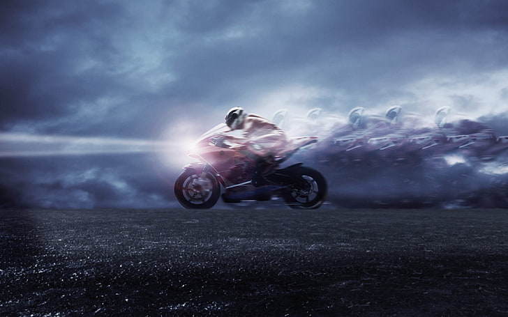 vélo de sport rouge, moto, flou de mouvement, Fond d'écran HD