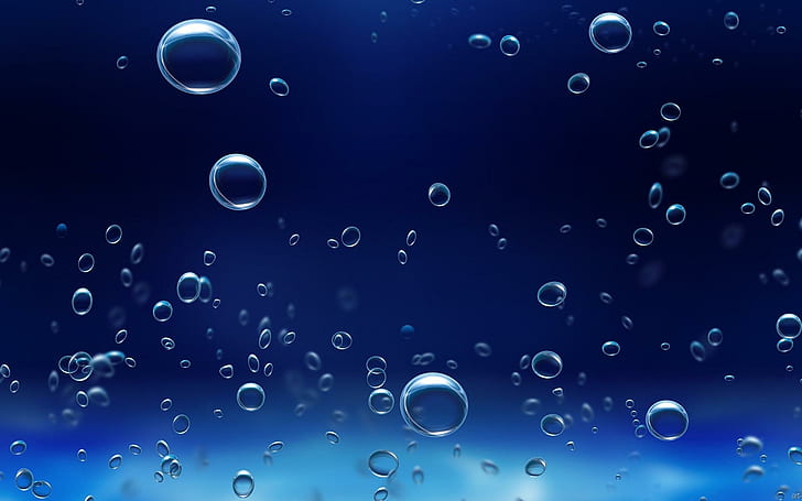 Blue Bubbles, tear drops photo, bubles, black, nice, white, beautiful, water, textures, circles, colorful, amazing, blue, widescreen, HD wallpaper