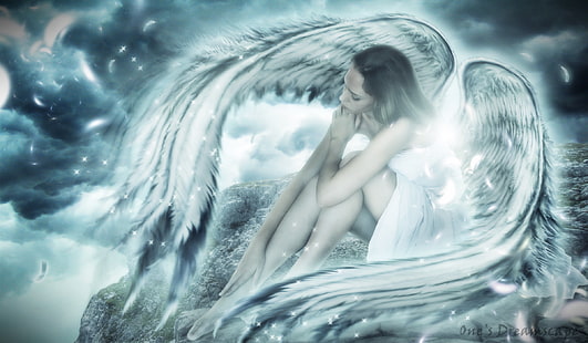 Fantasi, flickor, änglar, kvinnor, flicka, ängel, magiska, vingar, HD tapet HD wallpaper
