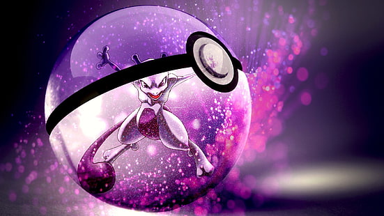 Pokemon ball wallpaper, Pokémon, Mewtwo, anime, HD wallpaper HD wallpaper