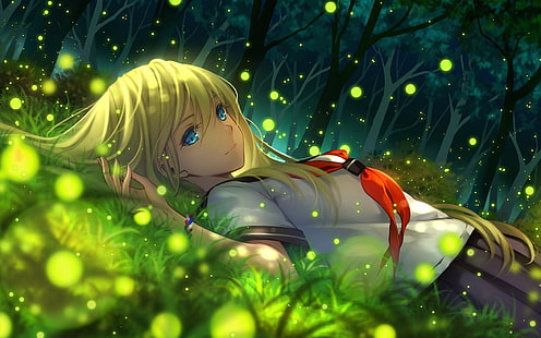 Anime, Anime Girls, Gras, originelle Charaktere, HD-Hintergrundbild HD wallpaper