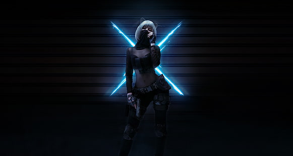  dark, artwork, women, weapon, cyberpunk, HD wallpaper HD wallpaper