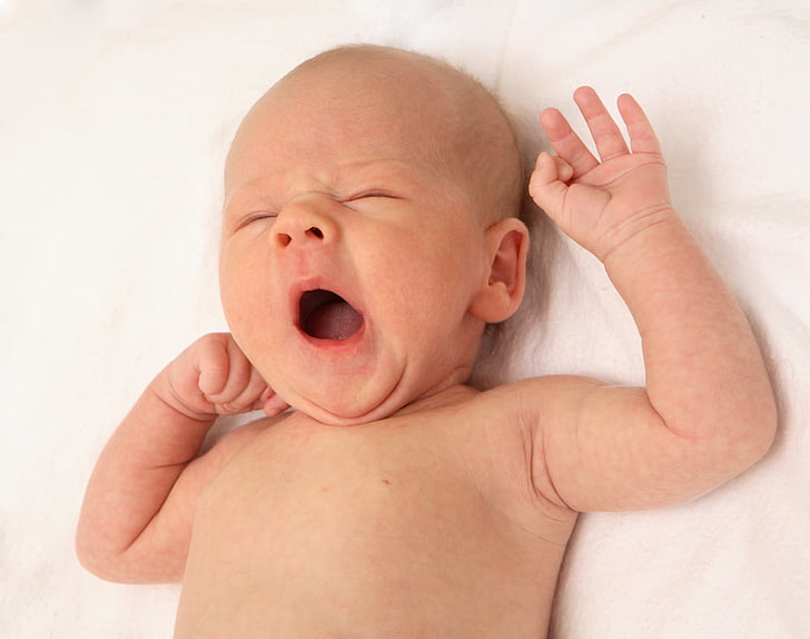 Bebê fofo bocejando, rosto de bebê, bebê, fofo, bocejando, HD papel de parede