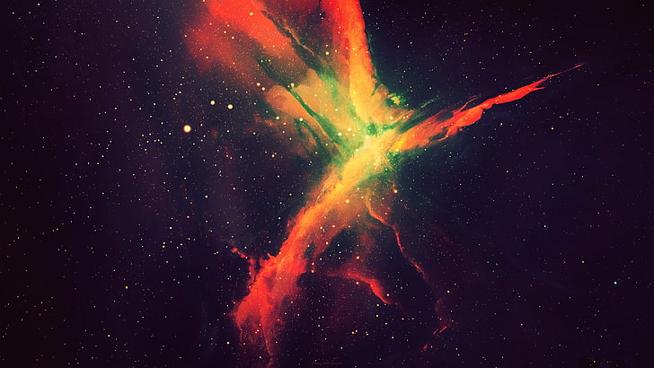rote und schwarze abstrakte Malerei, Nebel, Galaxie, Raum, Sterne, Universum, Spacescapes, digitale Kunst, Raumkunst, HD-Hintergrundbild