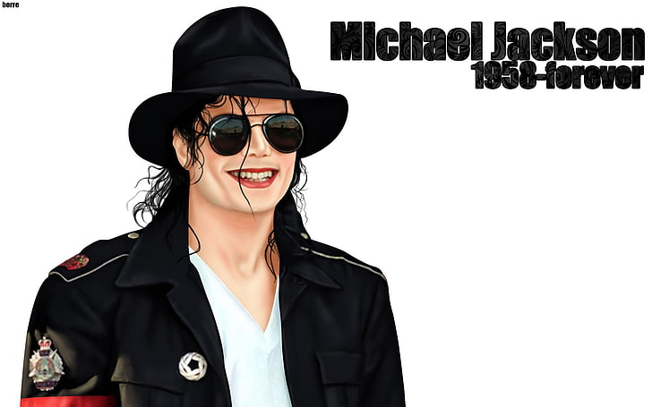 Майкл Джексон иллюстрация с наложением текста, певцы, Майкл Джексон, король поп-музыки, музыки, HD обои