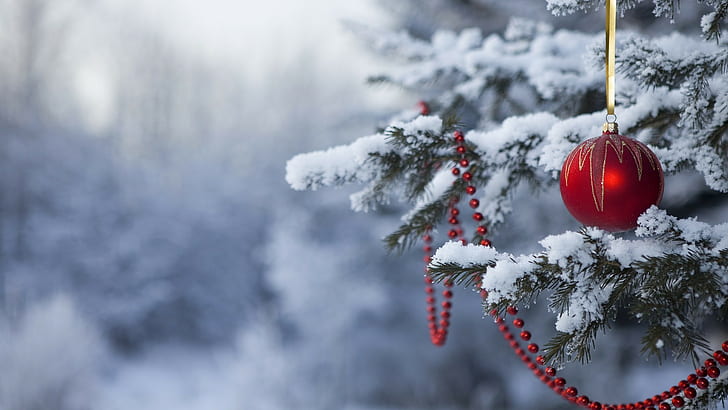 Christmas, Christmas ornaments, snow, HD wallpaper