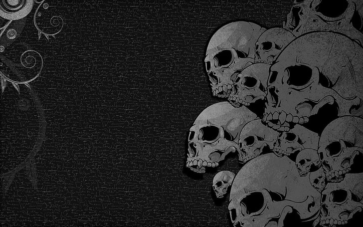 black, heavy, Metal, skulls, HD wallpaper