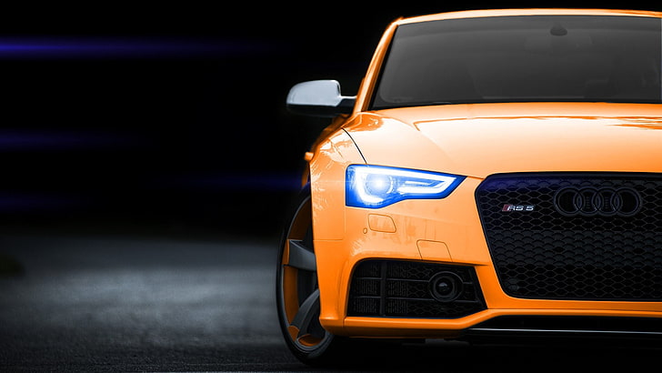 orange car, Audi, Audi RS5, HD wallpaper