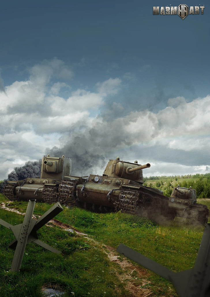 عالم الدبابات ، الدبابات ، المناورات ، ألعاب الفيديو ، KV-2 ، KV-1، خلفية HD، خلفية الهاتف