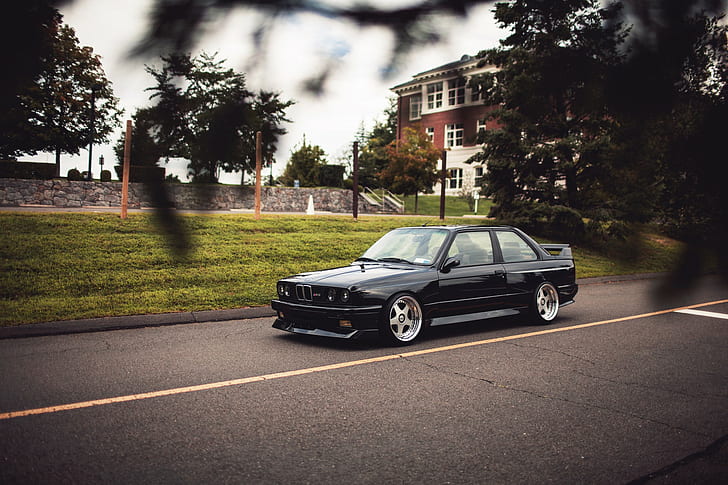 BMW M3 Black tuning, bmw, e30, M3, black, Tuning, HD wallpaper