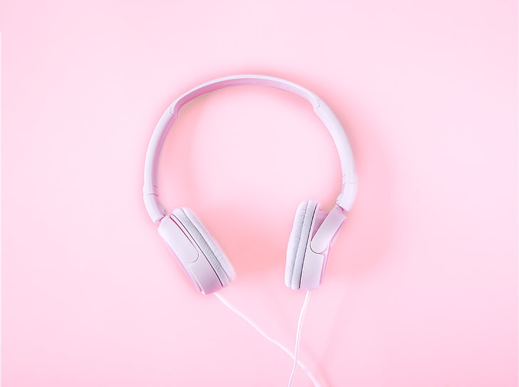 auriculares con cable blanco, auriculares, rosa, tierno, Fondo de pantalla HD