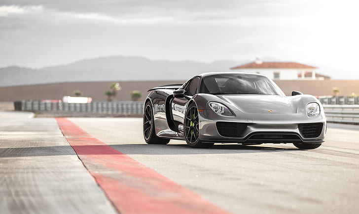 Porsche, Porsche 918 Spyder, samochód, srebrny samochód, samochód sportowy, supersamochód, pojazd, Tapety HD