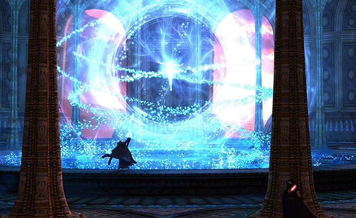 Screengrab de jeu vidéo, colonnes, magie, sorcellerie, lumière, Fond d'écran HD