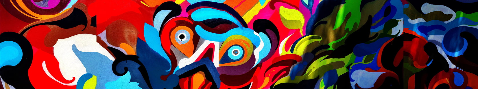 malarstwo abstrakcyjne, malarstwo, ultraszerokie, graffiti, kolorowe, street art, Tapety HD HD wallpaper