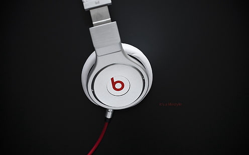białe słuchawki Beats by Dr. Dre, dr dre, monster beats, logo, słuchawki, Tapety HD HD wallpaper