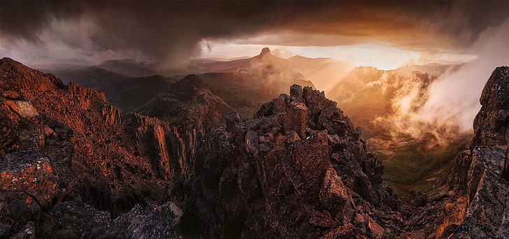 brązowy kanion, góry, Tasmania, Australia, Tapety HD