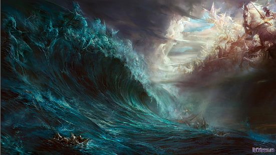 änglar havsvågor fartyg fordon lager 1366x768 Nature Oceans HD Art, ocean, änglar, HD tapet HD wallpaper