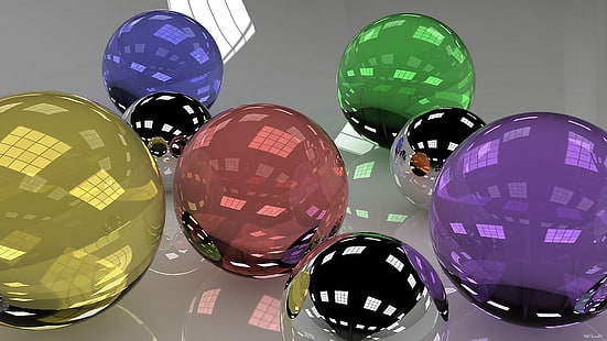 assorted-color ball toy lot, balls, glass, colored, HD wallpaper HD wallpaper