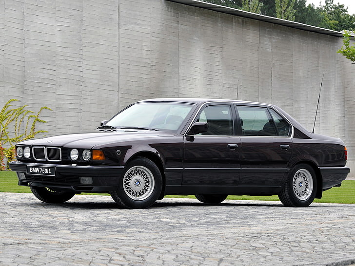 black BMW 750IL sedan, BMW, 750, seven, 7 series, e32, HD wallpaper