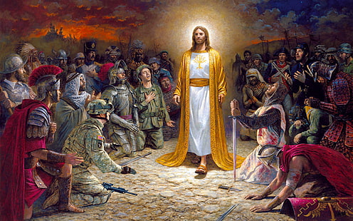 Jesus Christ Soldiers Praying Before The Lord For The Sins Committed 4k Ultra Hd Desktop Wallpapers For Computers Laptop Tablet And Mobile Phones 3840×2400, HD wallpaper HD wallpaper