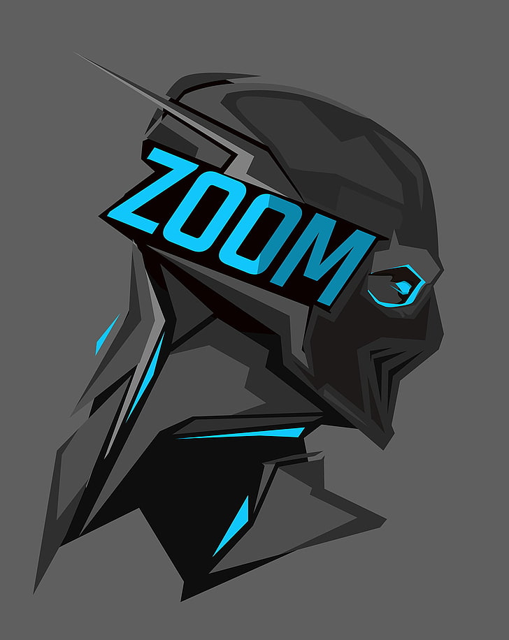Digitales Hintergrundbild mit schwarz-blauem Zoom, DC-Comics, Zoom (fiktive Figur), grauer Hintergrund, HD-Hintergrundbild, Handy-Hintergrundbild