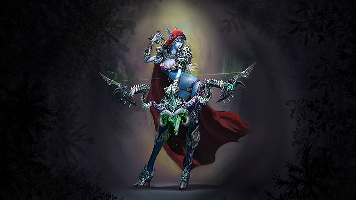 weibliche Bogenschützin digitale Tapete, World of Warcraft, Sylvanas Windrunner, Fan Art, Videospiele, Fantasy Girl, HD-Hintergrundbild