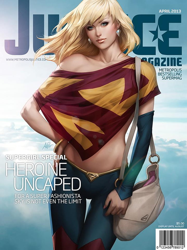 Justice League magazine, utan titel, Supergirl, DC Comics, superhjältar, blondin, kvinnor, Artgerm, HD tapet, telefon tapet