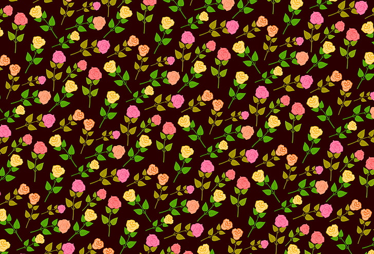 pink and beige floral wallpaper, flowers, vector, roses, HD wallpaper