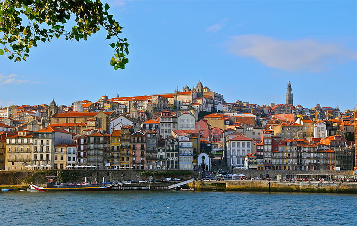 flod, byggnad, Portugal, strandpromenad, Vila Nova de Gaia, Porto, hamn, floden Douro, floden Douro, HD tapet