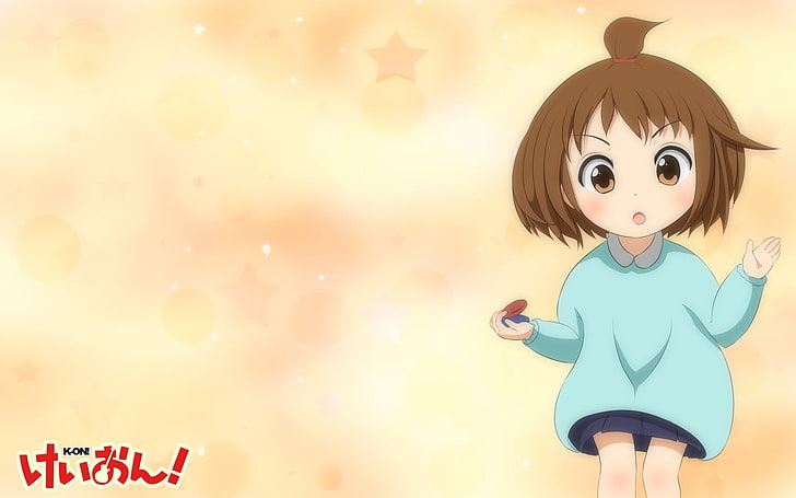 brown-haired female anime character, k-on, hirasawa yui, girl, brunette, cute, HD wallpaper