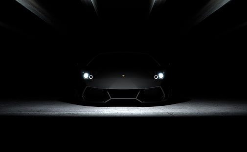 Lamborghini, mörk, svart sportbil, bilar, Lamborghini, mörk, Lamborghini, HD tapet HD wallpaper