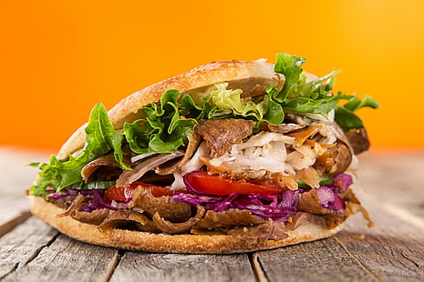 Храна, сандвич, хляб, месо, HD тапет HD wallpaper