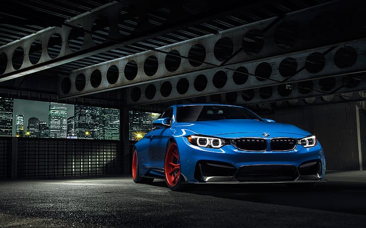 biru, merah, Tuner Car, BMW, Wallpaper HD