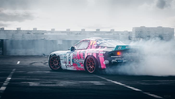 car, racing, Mazda RX-7, smoke, smoke background, Blade Runner, HD wallpaper