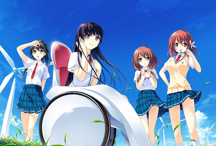 Schuluniform, Anime-Mädchen, Wenn Mein Herz Flügel hätte, Habane Kotori, Himegi Ageha, Himegi Hotaru, Kumoi Akari, Bildroman, Anime, HD-Hintergrundbild